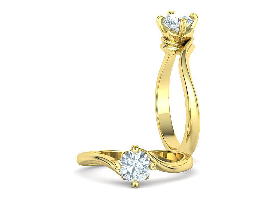 Bypass Solitaire Ring with 60pointer Diamond 4prong Setting 3D print model_4