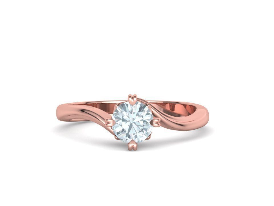 Bypass Solitaire Ring with 60pointer Diamond 4prong Setting 3D print model_11