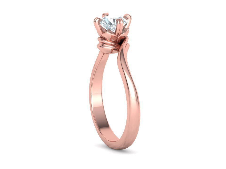 Bypass Solitaire Ring with 60pointer Diamond 4prong Setting 3D print model_20