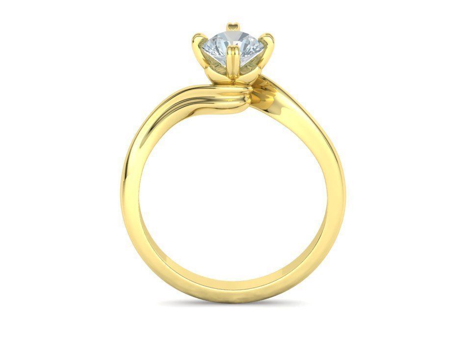 Bypass Solitaire Ring with 60pointer Diamond 4prong Setting 3D print model_18