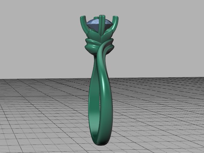 Bypass Solitaire Ring with 60pointer Diamond 4prong Setting 3D print model_37