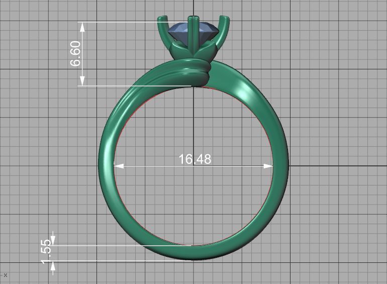Bypass Solitaire Ring with 60pointer Diamond 4prong Setting 3D print model_38