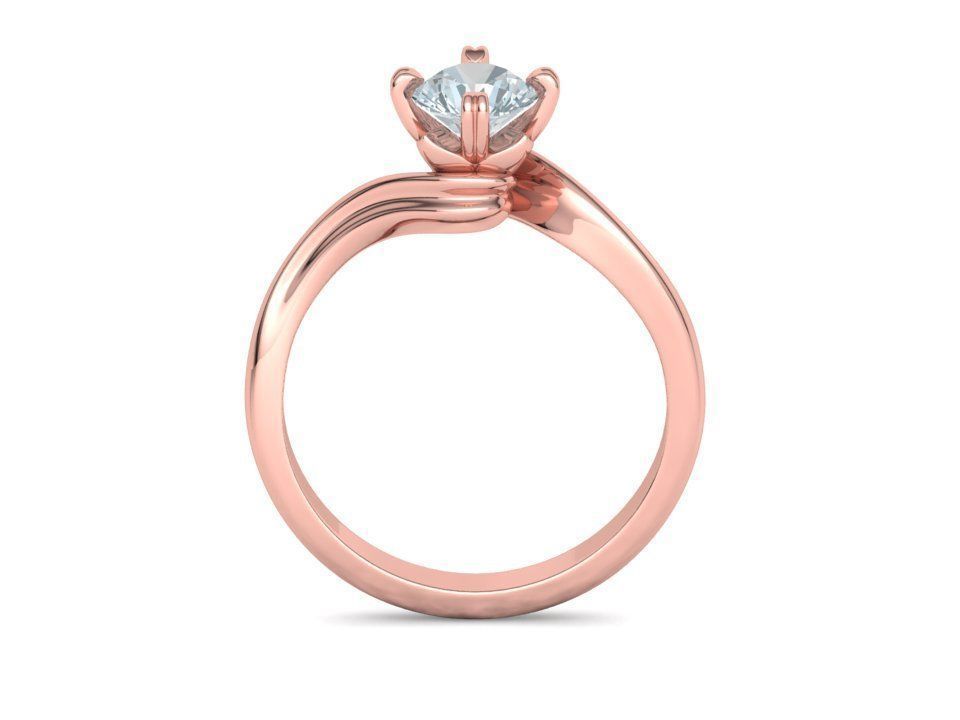 Bypass Solitaire Ring with 60pointer Diamond 4prong Setting 3D print model_17