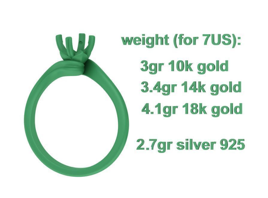 Bypass Solitaire Ring with 60pointer Diamond 4prong Setting 3D print model_9