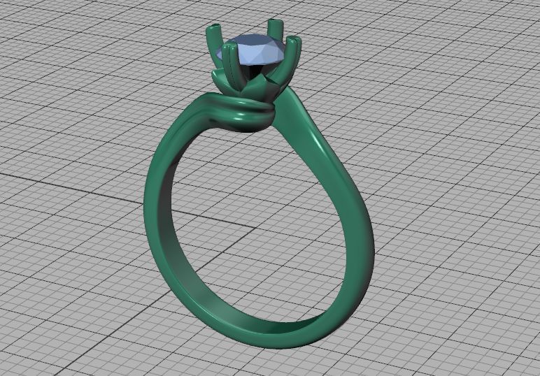 Bypass Solitaire Ring with 60pointer Diamond 4prong Setting 3D print model_33