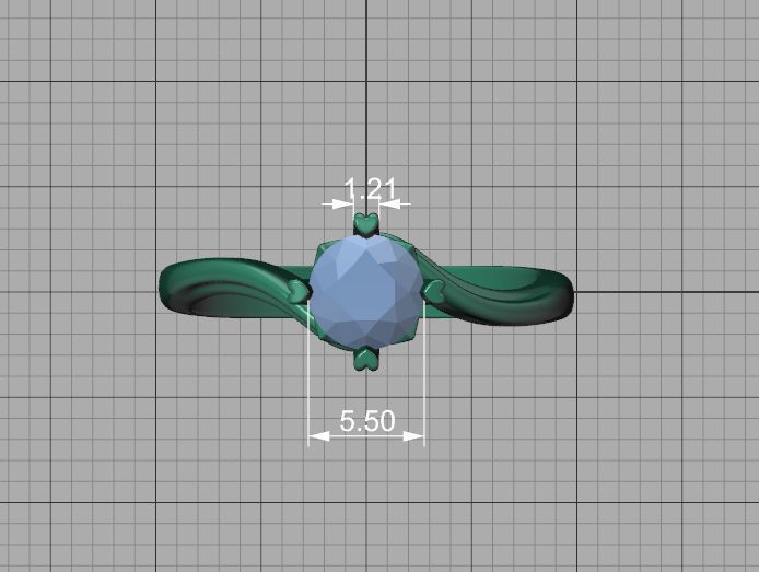 Bypass Solitaire Ring with 60pointer Diamond 4prong Setting 3D print model_7