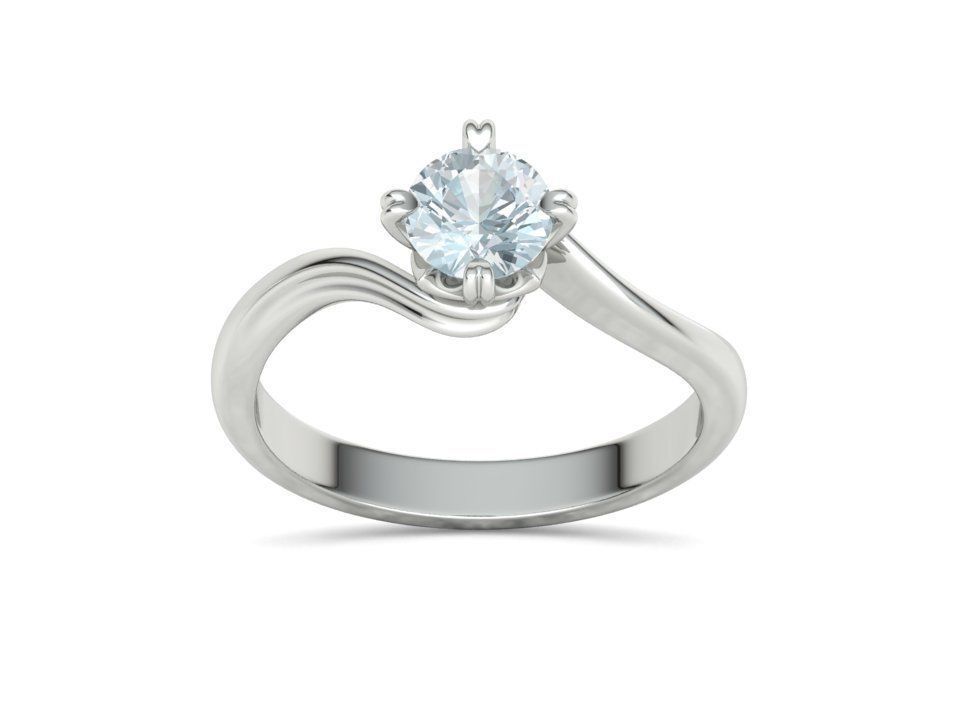 Bypass Solitaire Ring with 60pointer Diamond 4prong Setting 3D print model_16