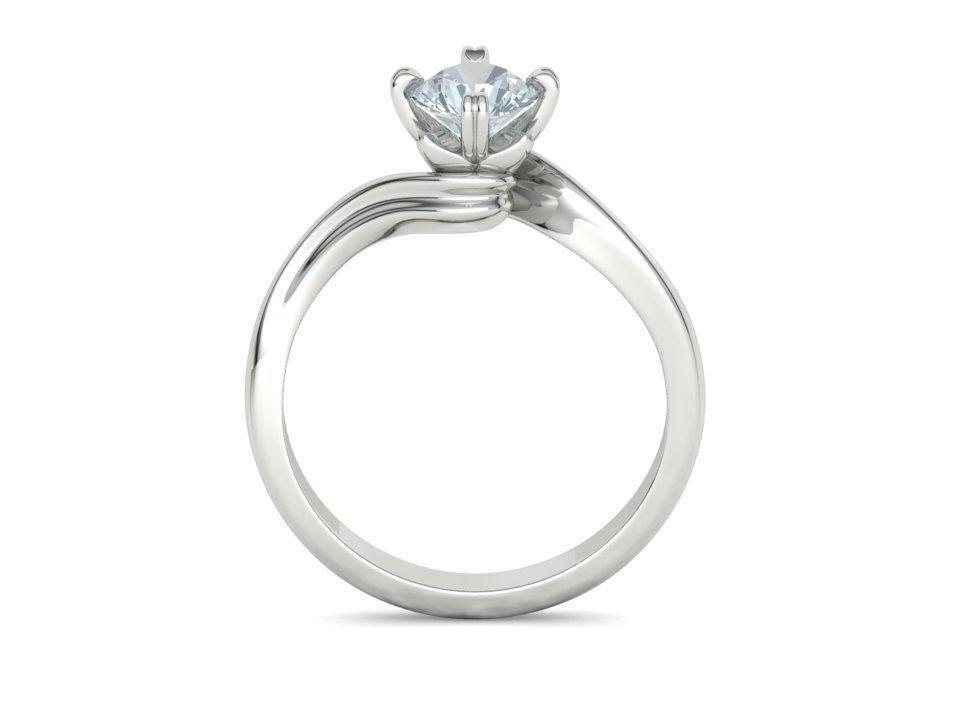 Bypass Solitaire Ring with 60pointer Diamond 4prong Setting 3D print model_19