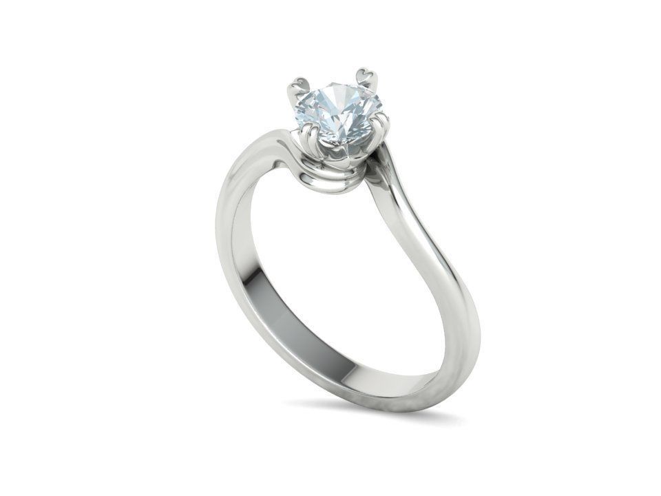 Bypass Solitaire Ring with 60pointer Diamond 4prong Setting 3D print model_31