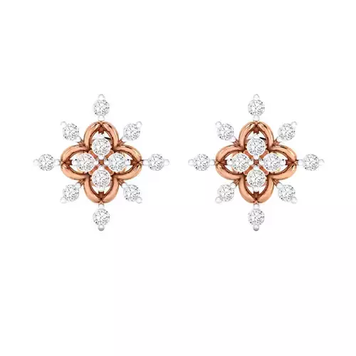 Flower High Jewelry Diamond Earrings 3dm stl renders details