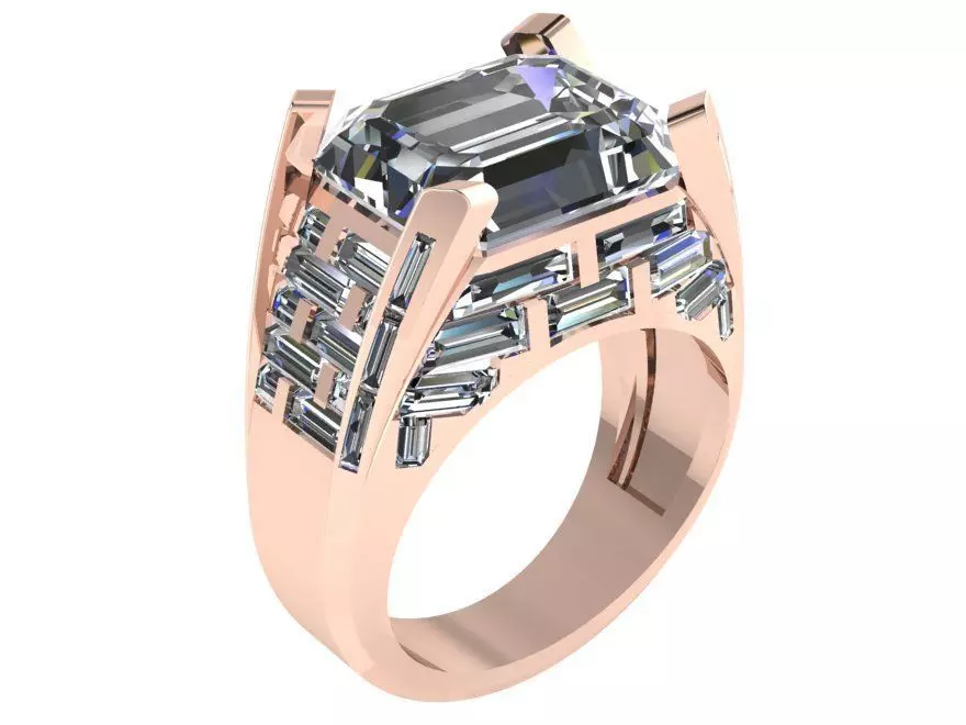 Emerald Diamond Ring 0981 3D print model