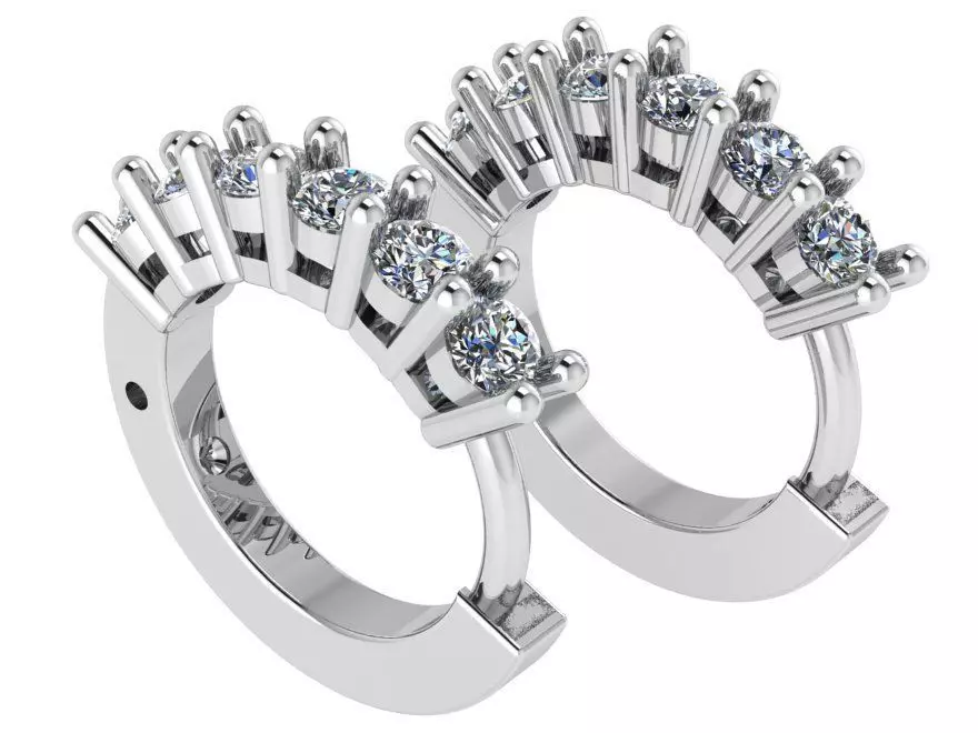 Diamond Hoop Earring 0983 3D print model