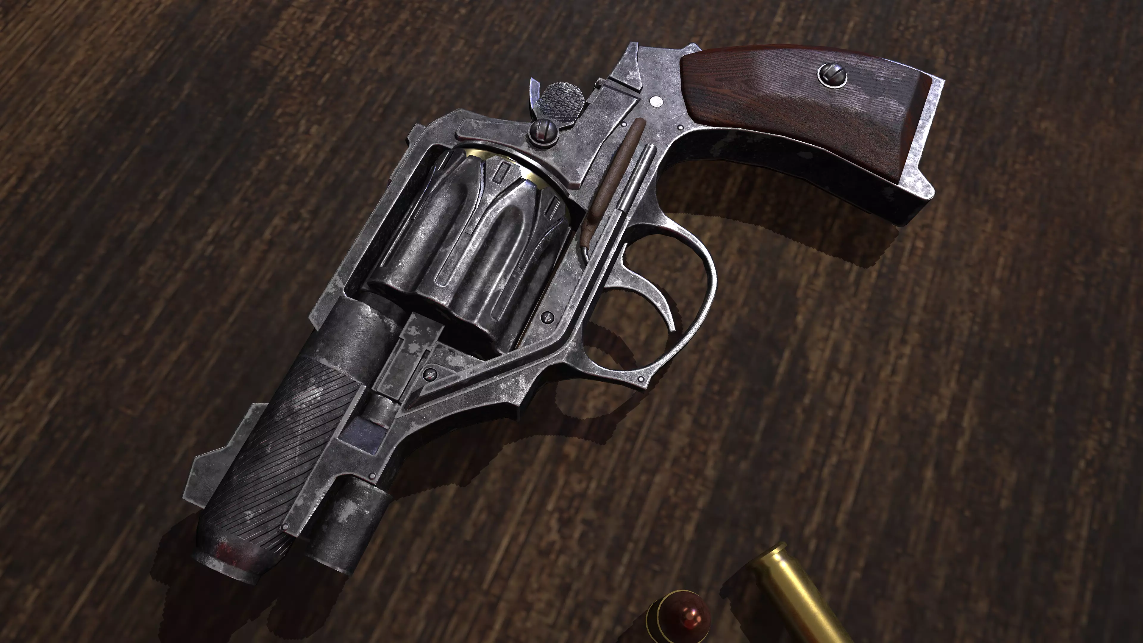 Lowpoly Revolver Game Ready Gun Low-poly 3D model