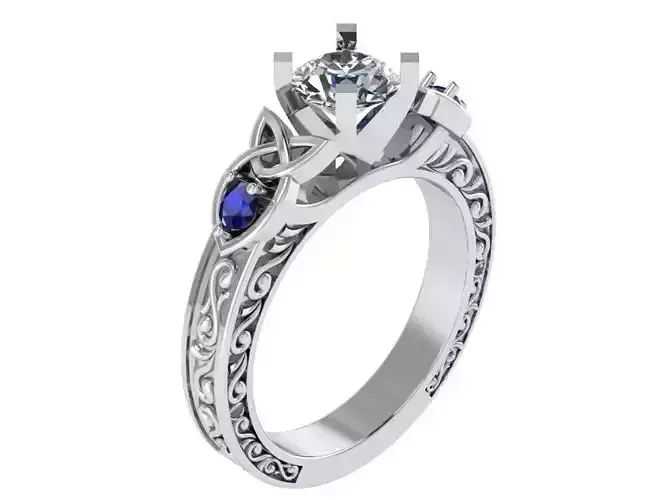 Round Diamond Engraving Ring 0990