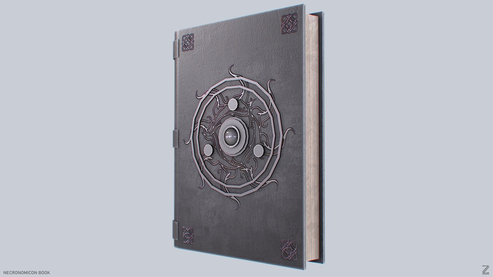 Necronomicon book Low-poly 3D model_4