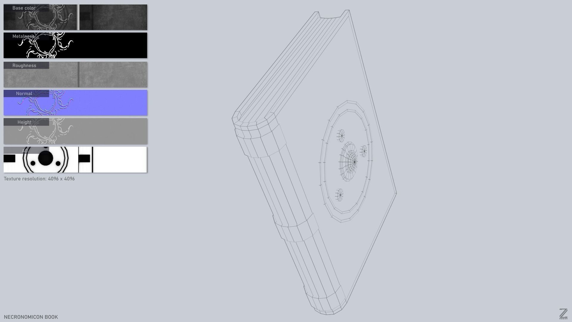 Necronomicon book Low-poly 3D model_3