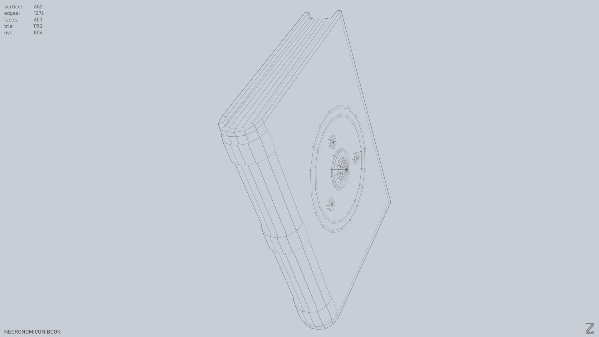 Necronomicon book Low-poly 3D model_15
