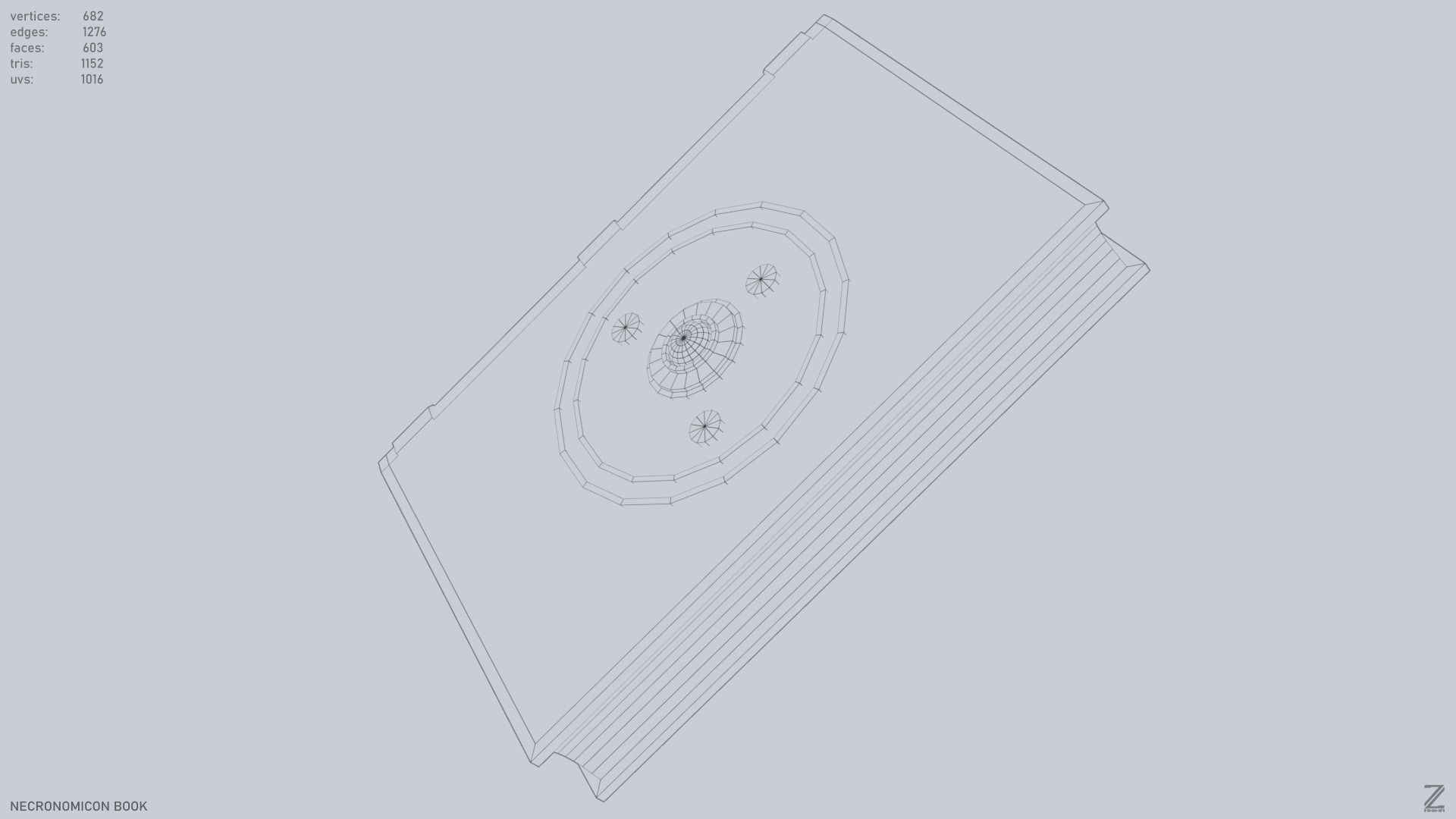 Necronomicon book Low-poly 3D model_11
