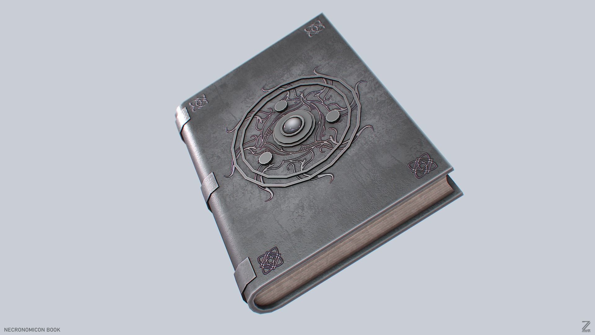 Necronomicon book Low-poly 3D model_6