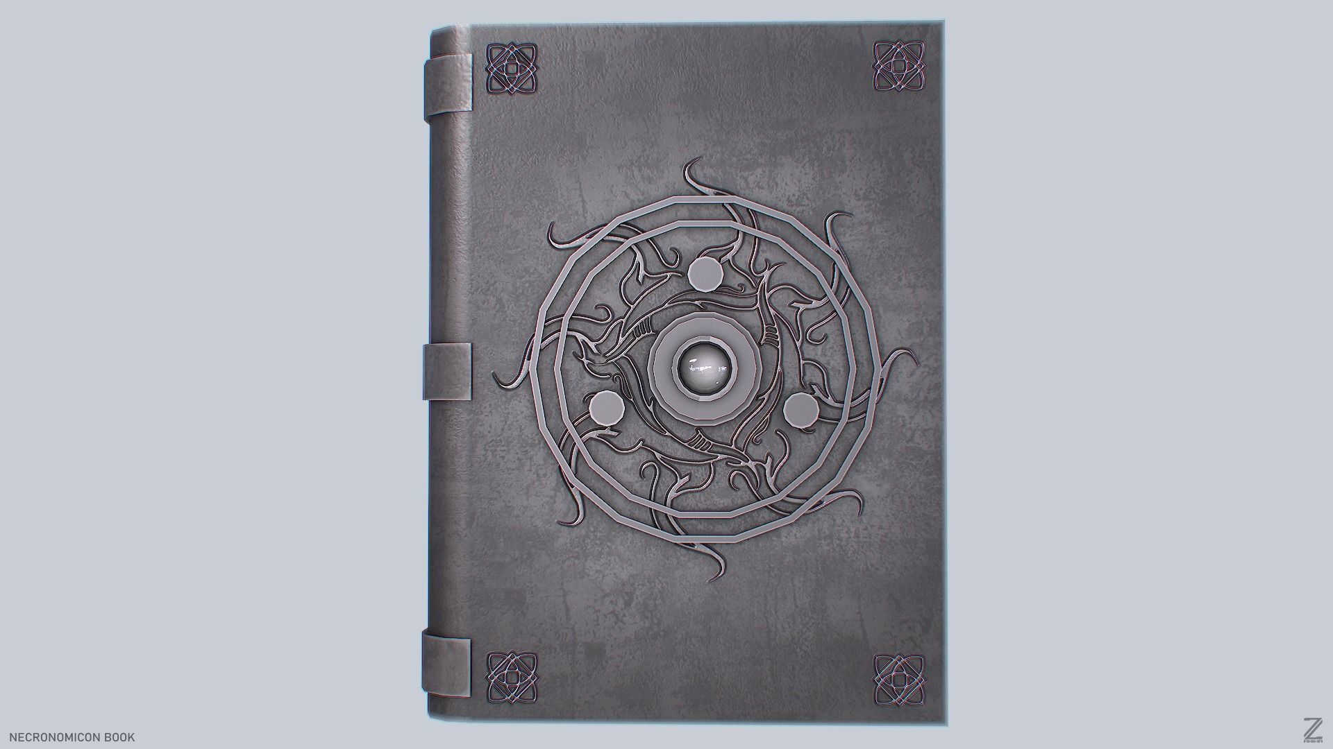 Necronomicon book Low-poly 3D model_2