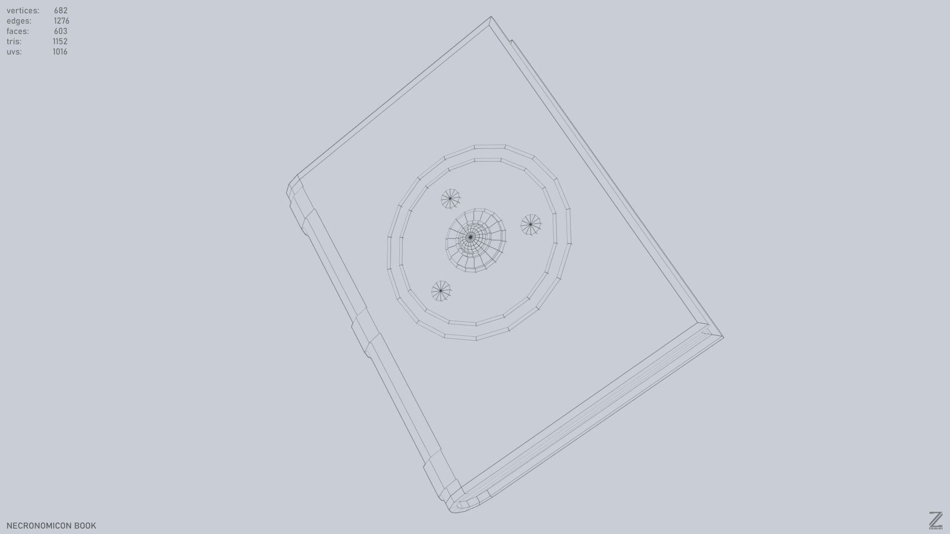 Necronomicon book Low-poly 3D model_14