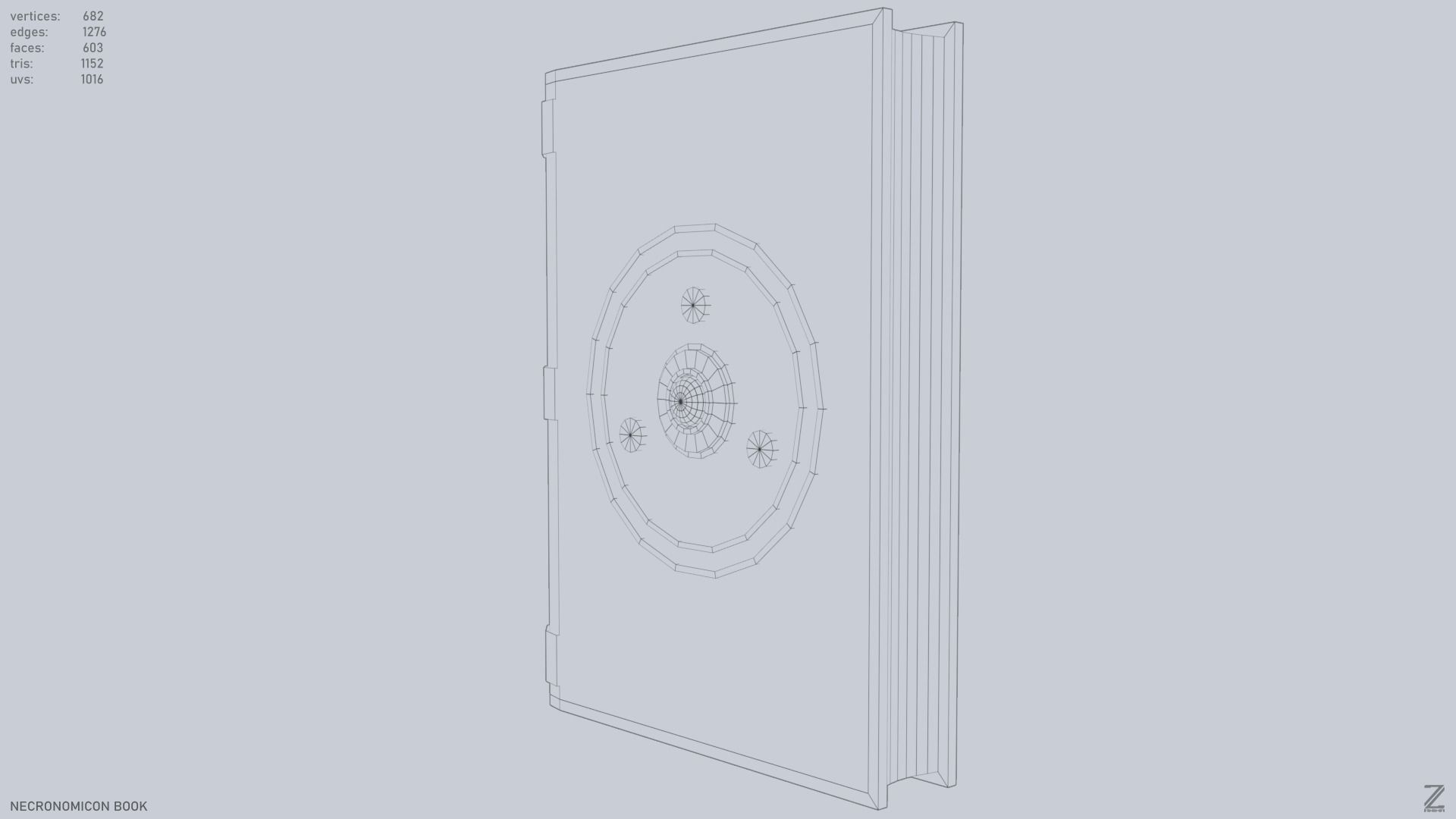 Necronomicon book Low-poly 3D model_10