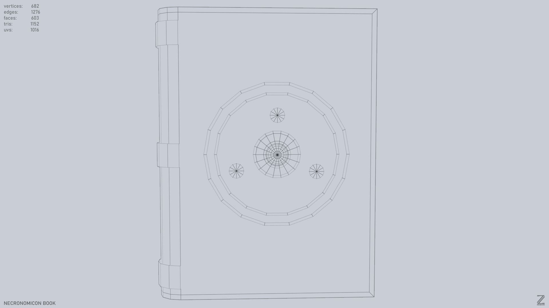 Necronomicon book Low-poly 3D model_9