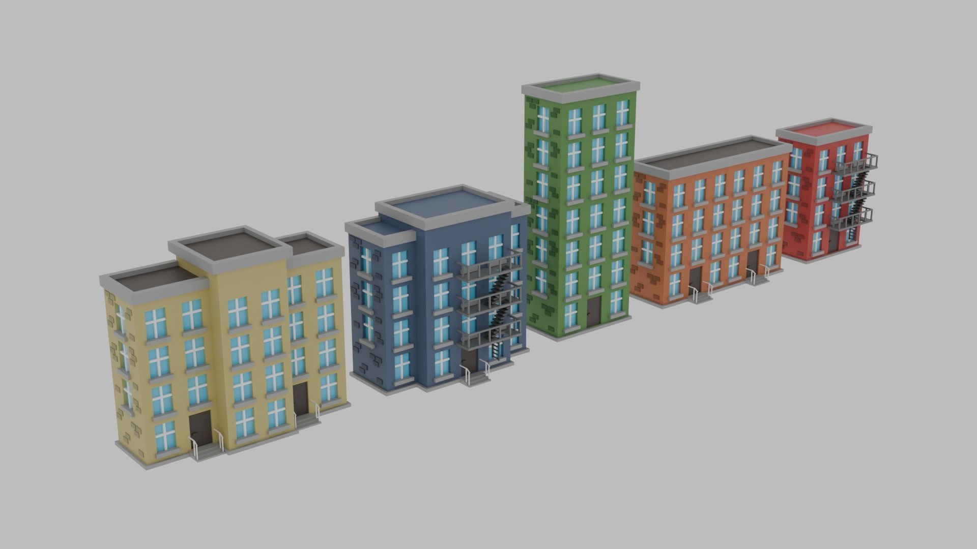 3D City Assets Low-poly 3D model_1