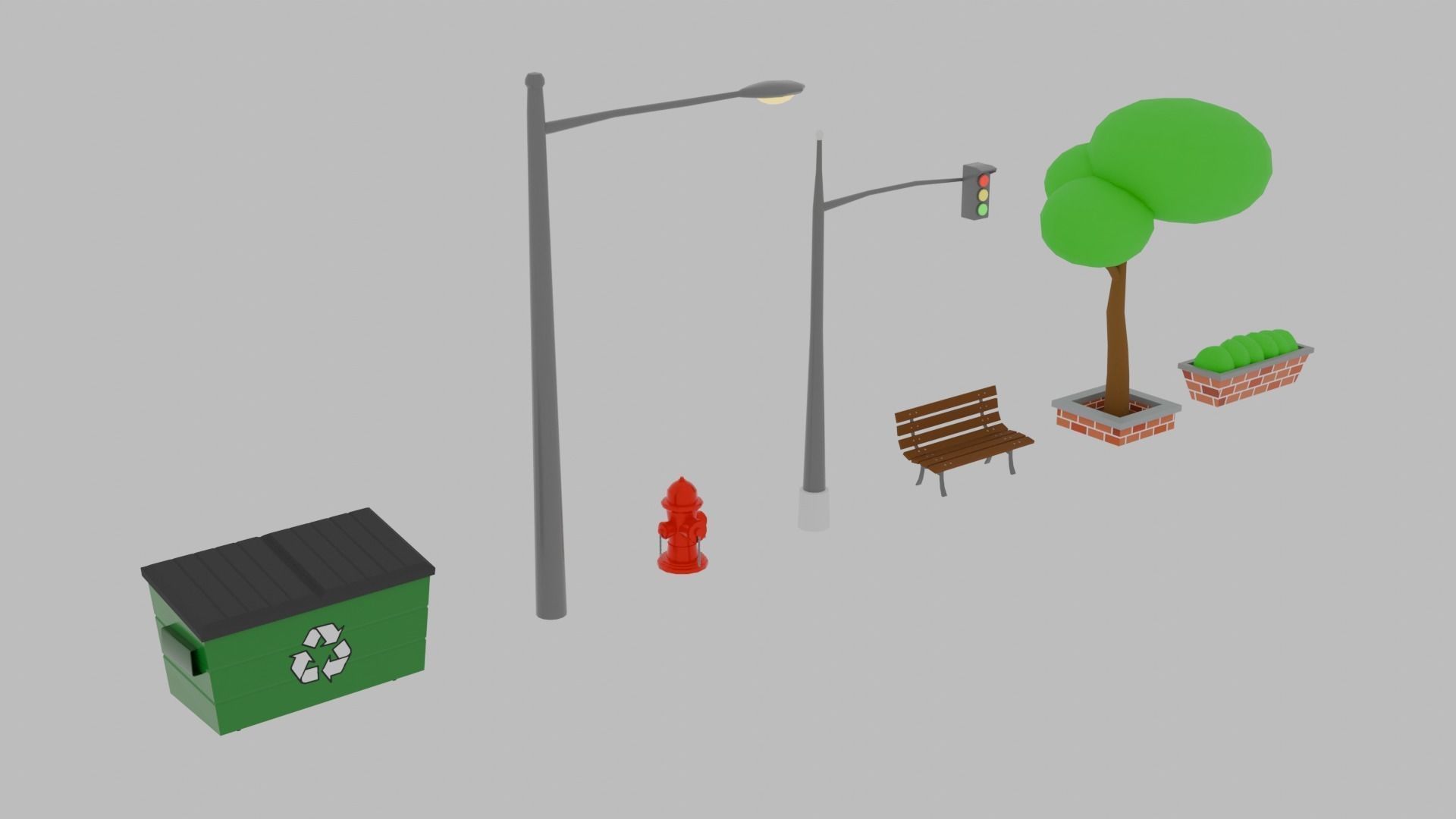 3D City Assets Low-poly 3D model_3