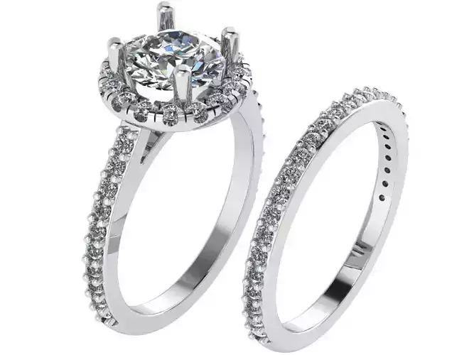 Round Halo Ring With Band 0994