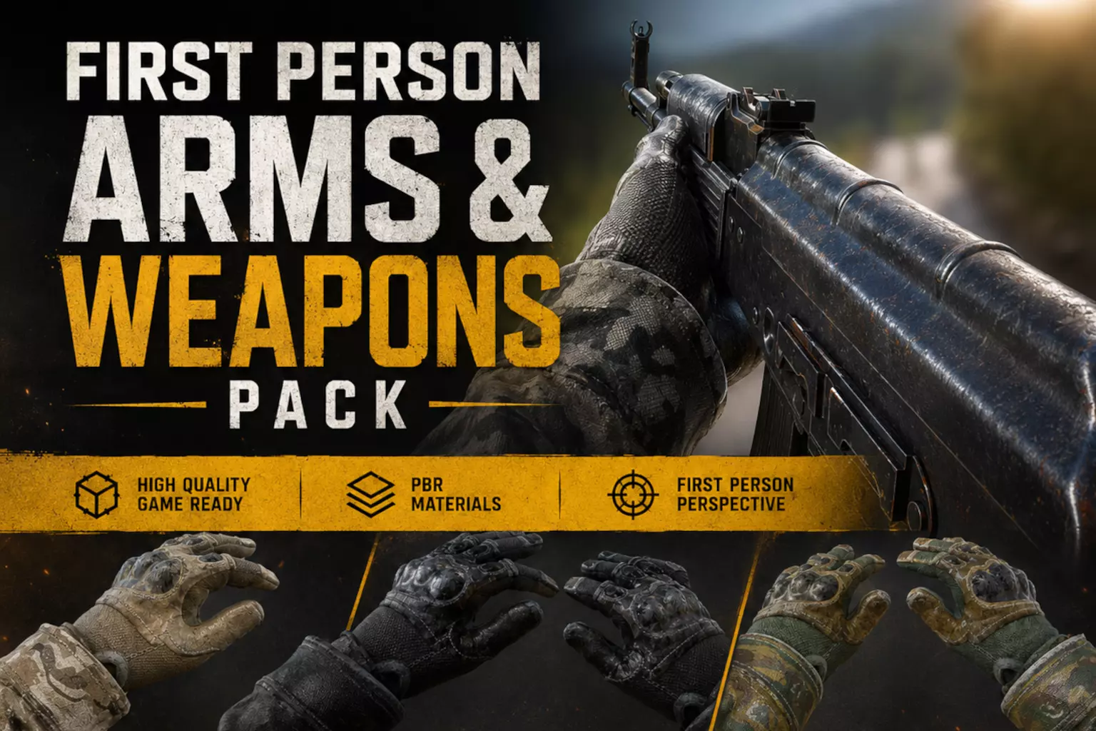 First Person Arms And Weapons Pack Low-poly 3D model