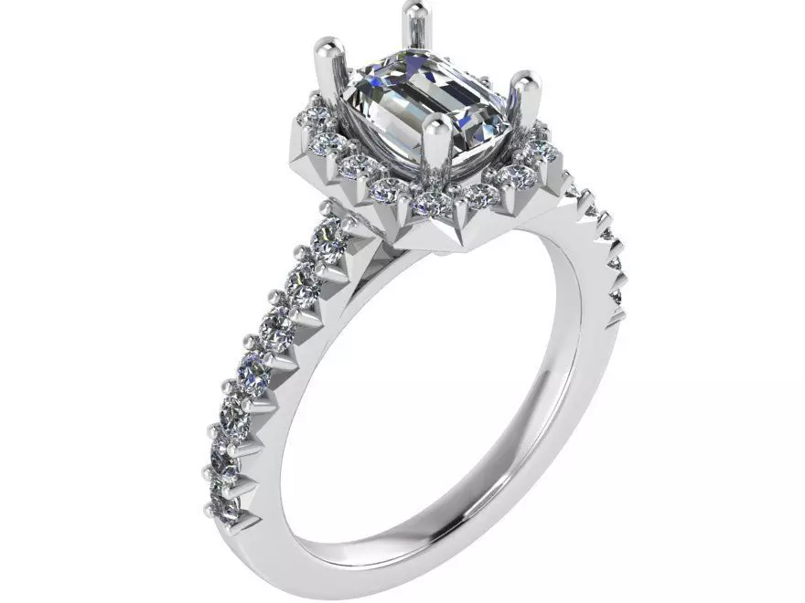 Emerald Halo Ring 0998 3D print model
