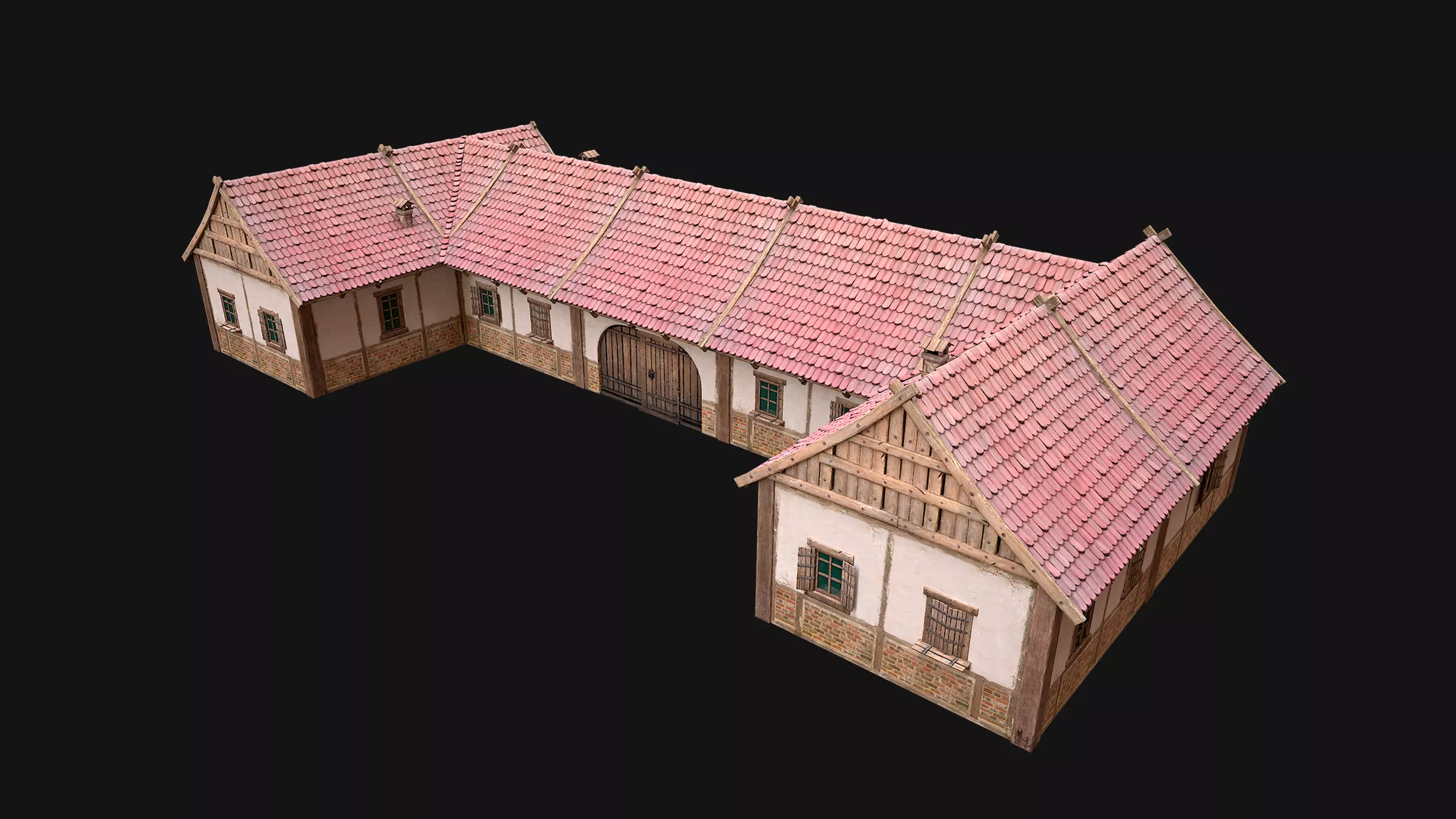 Medieval House 3 Residence Low-poly 3D model_0