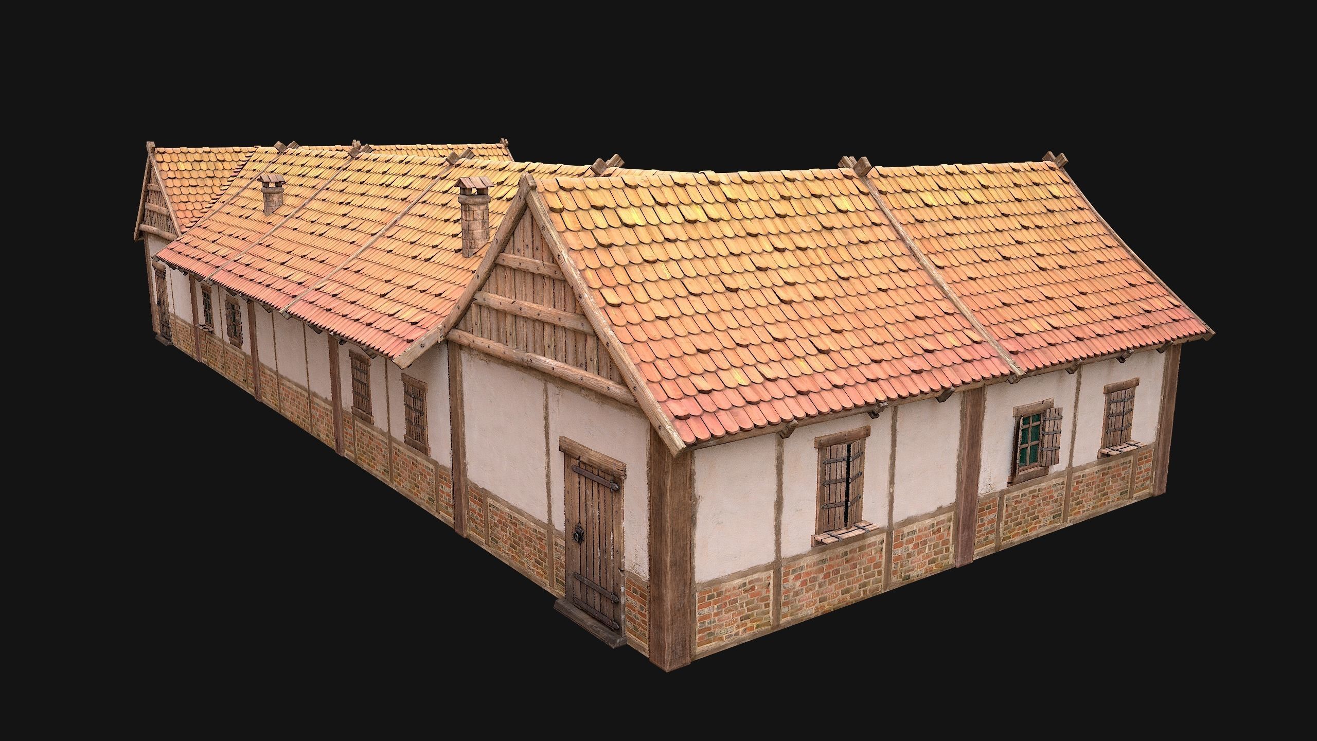 Medieval House 3 Residence Low-poly 3D model_12