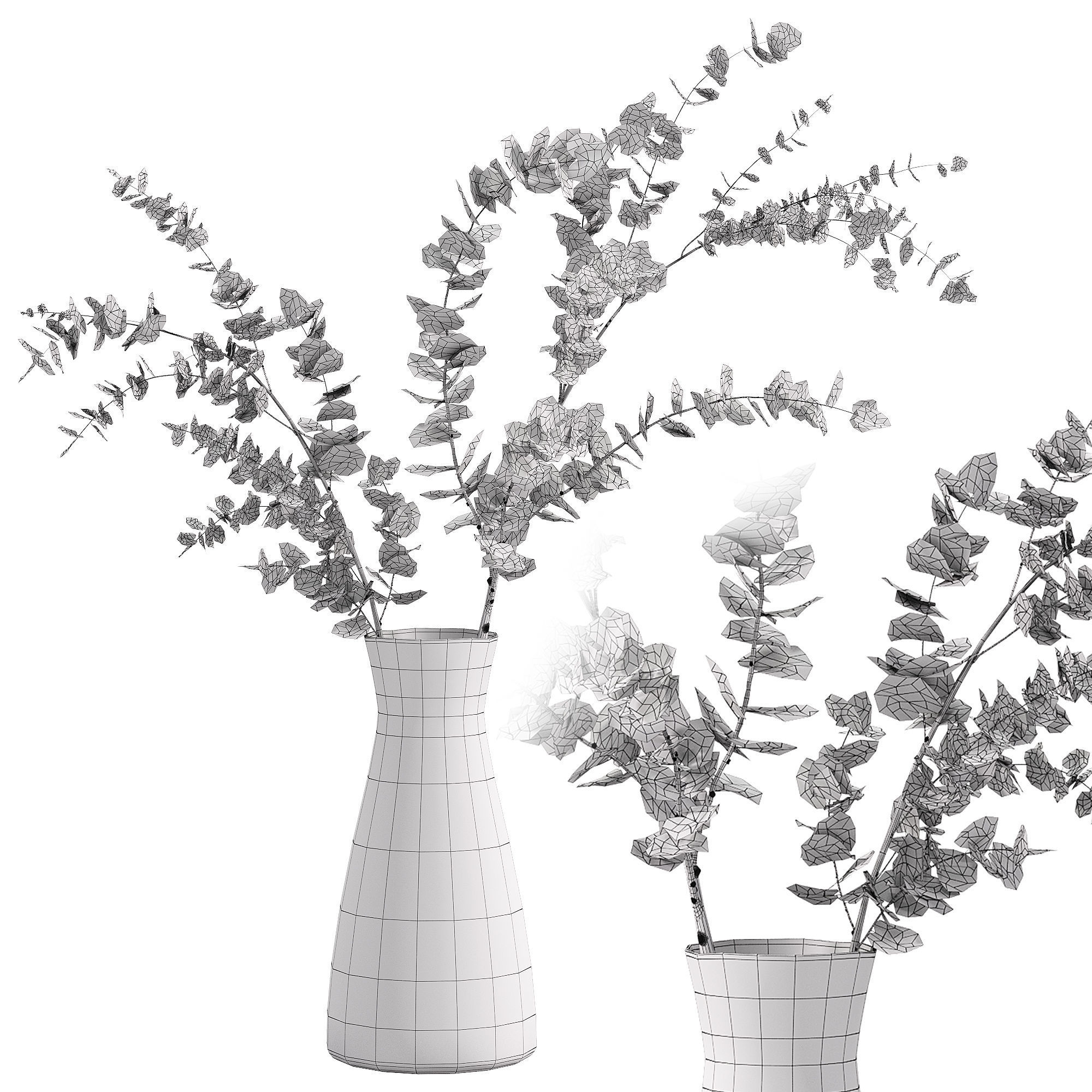 Faux Eucalyptus Branch 3D model_2