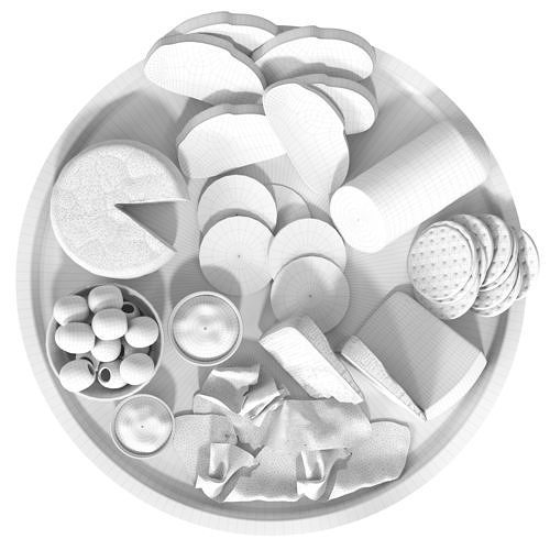 Tray with cheese and sausages Beer plate 10 3D model 3