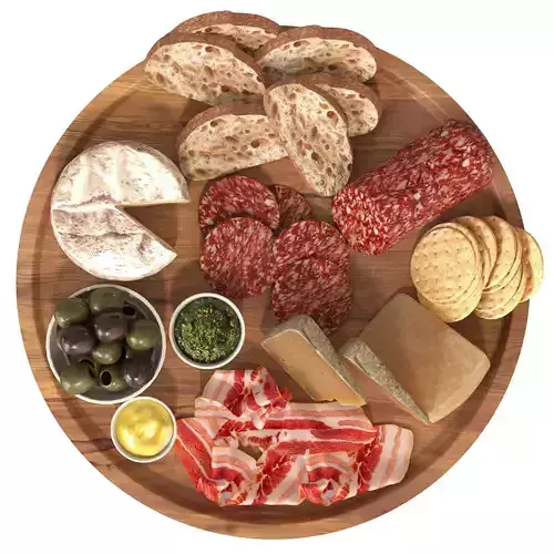 Tray with cheese and sausages Beer plate 10