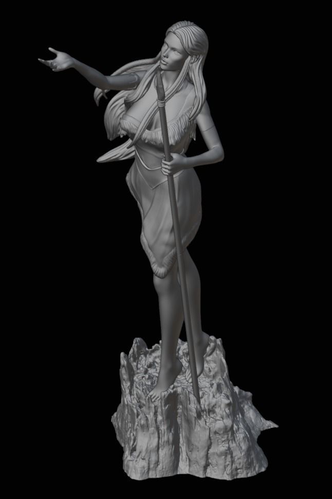 Pocahontas - 1to10 STL file 3D print model 3D print model_12