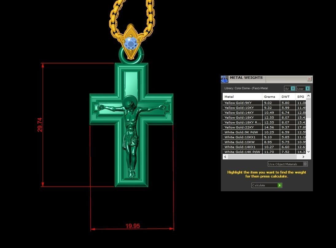 Jesus Christ Cross Pendant 7 3D model_1