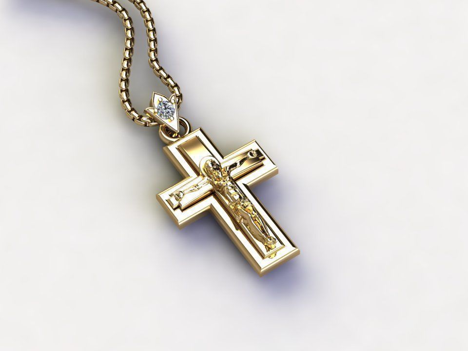 Jesus Christ Cross Pendant 7 3D model_3
