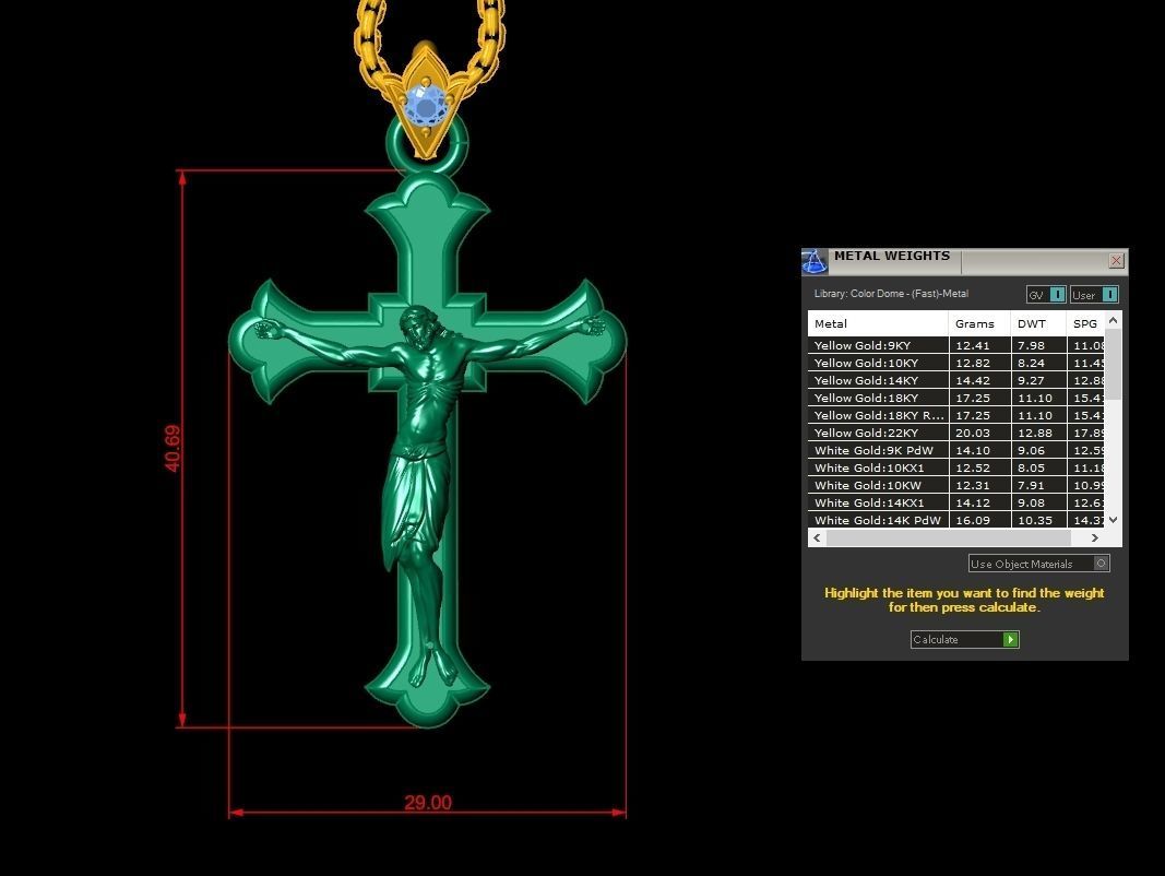 Jesus Christ Cross Pendant  5 3D model_1