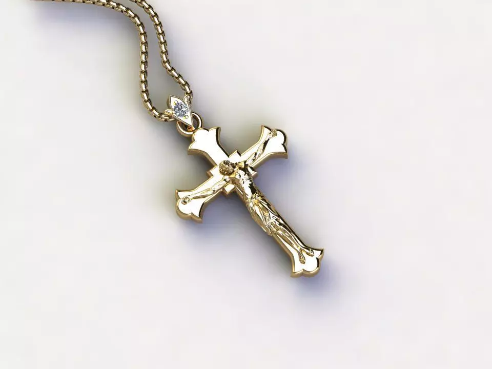 Jesus Christ Cross Pendant  5 3D model_0