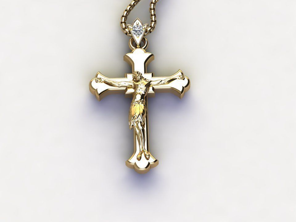 Jesus Christ Cross Pendant  5 3D model_4