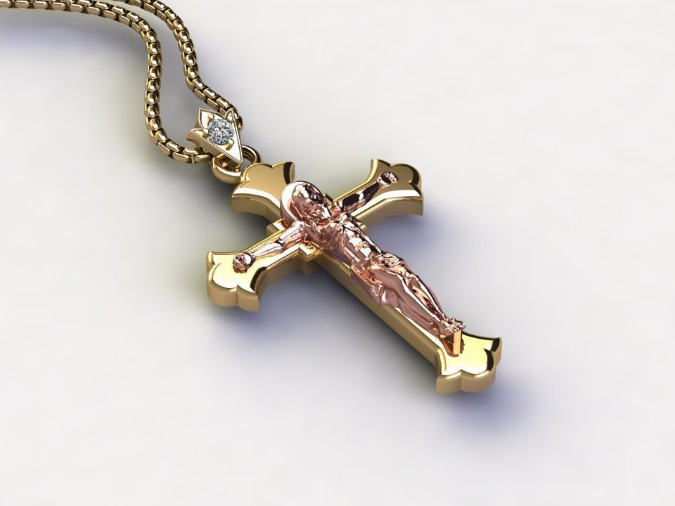 Jesus Christ Cross Pendant 3 3D model_2