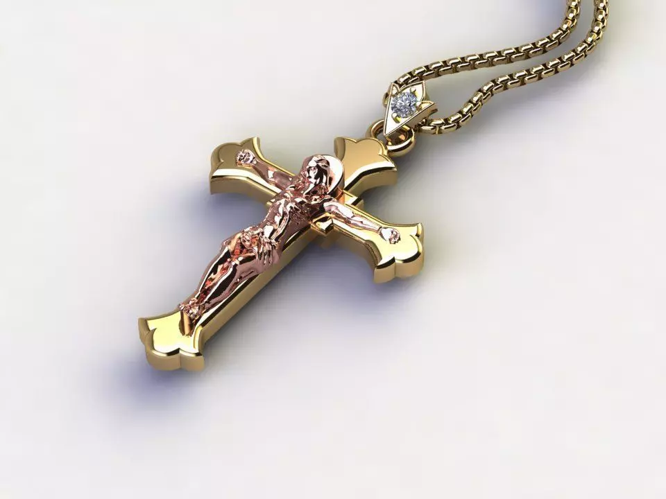 Jesus Christ Cross Pendant 3 3D model_0