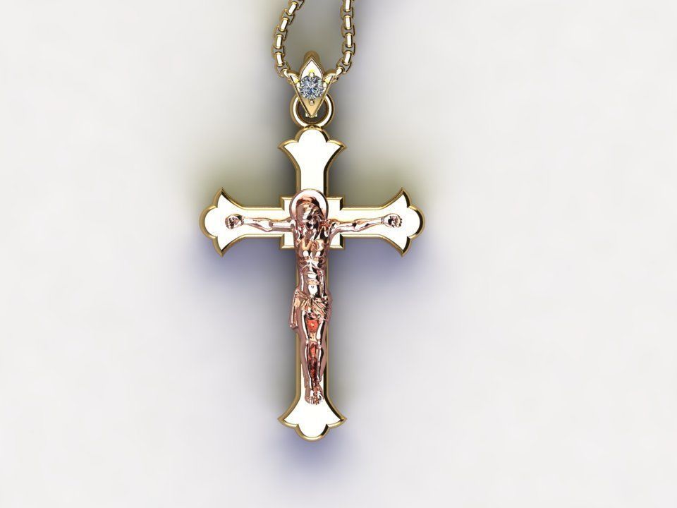 Jesus Christ Cross Pendant 3 3D model_4