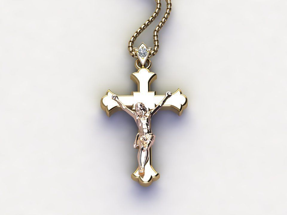 Jesus Christ Cross Pendant 2 3D model_2