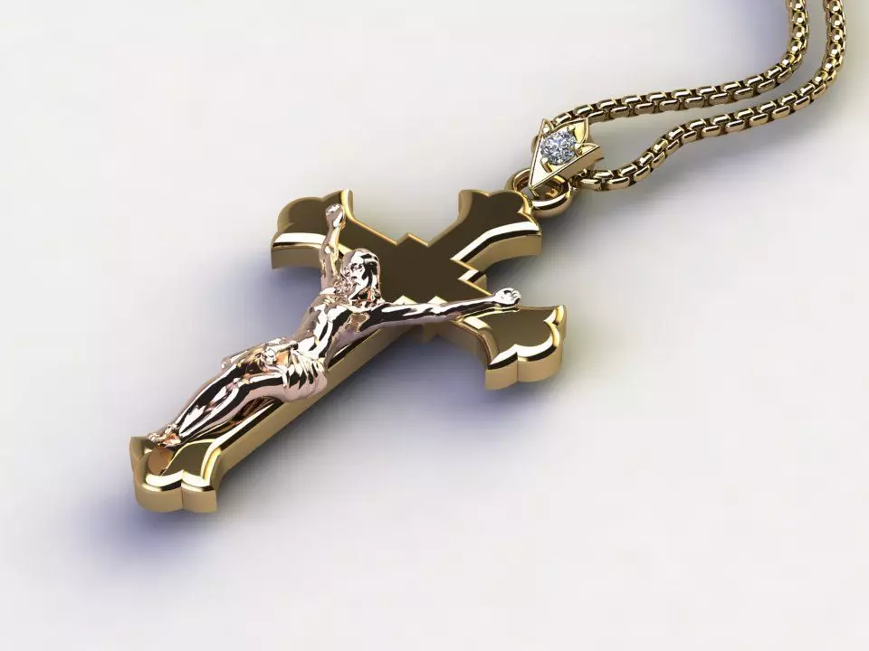 Jesus Christ Cross Pendant 2 3D model_0