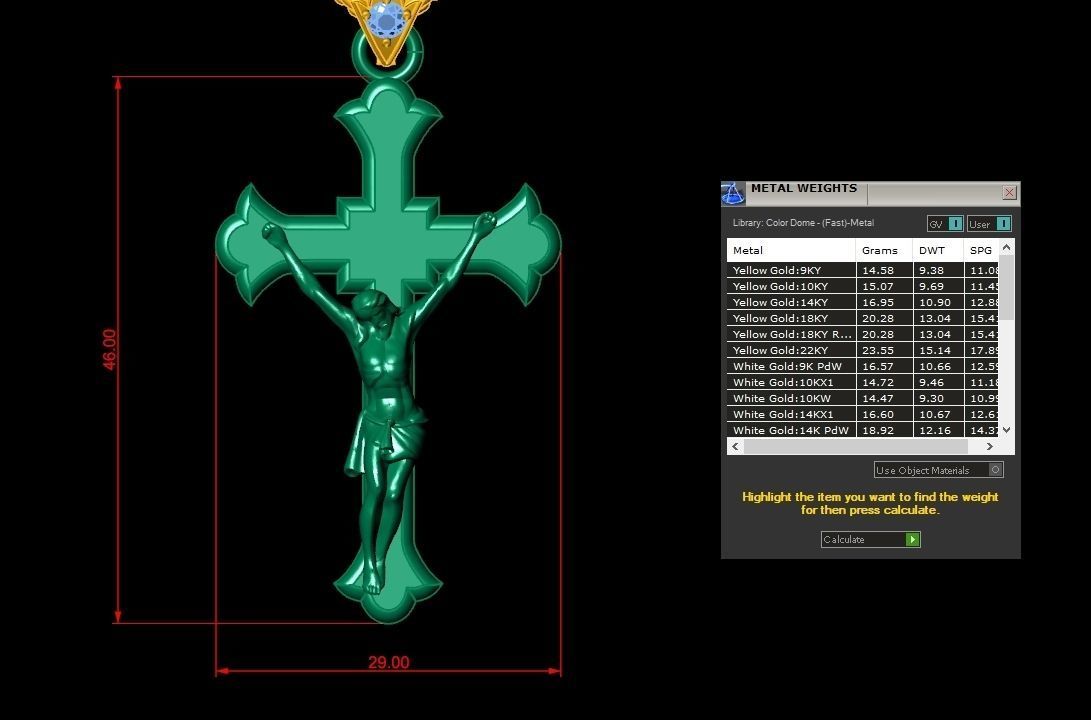 Jesus Christ Cross Pendant 2 3D model_4