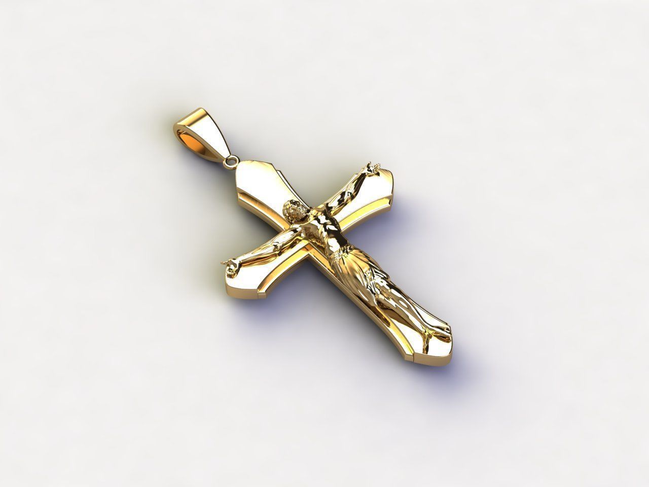 High Light Gold Jesus Christ Cross Pendant 18 3D model_2